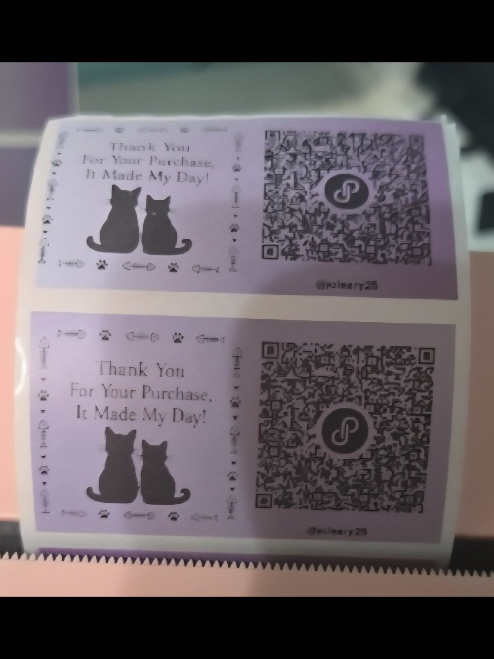 @joleary25 Purple Cats Thank You Stickers With Qrcode 100 Count - Picture 1 of 2